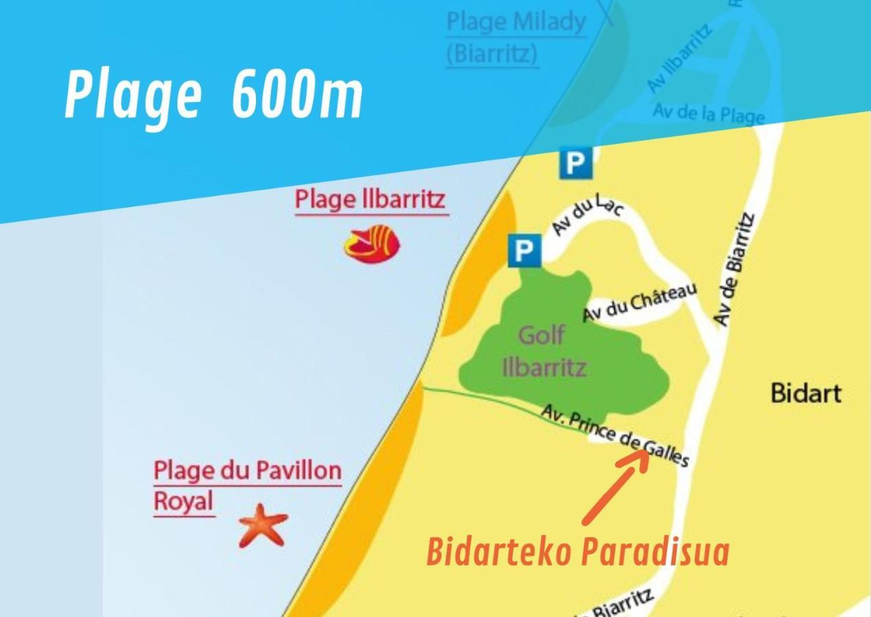 Bidarteko Paradisua Proche Plage, Golf, Parking Eksteriør bilde